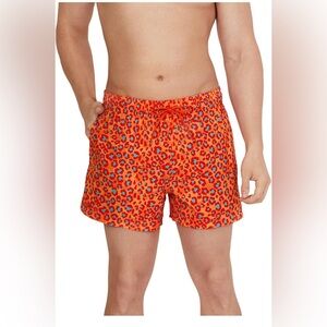 Speedo Men's Leopard Spicy Orange Swim Trunks Size XXL 4 Way Comfort Stretch NWT
